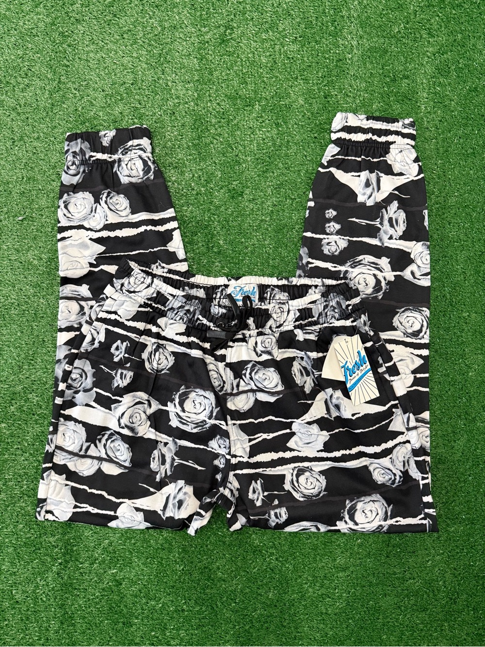 Teddy Fresh Black Rose-Print Joggers